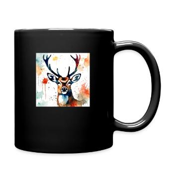 Peinture Cerf - Mug uni - noir - Droite