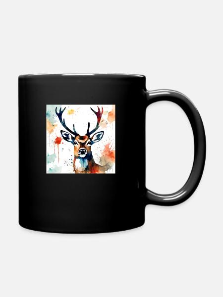 Hirsch gemälde - Tasse einfarbig - Schwarz