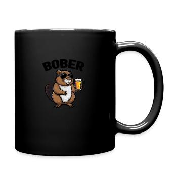Bober Bobr cooler Biber mit Bier und Sonnenbrille - Tasse einfarbig - Schwarz - Rechts