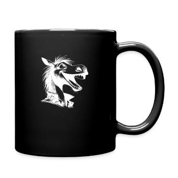 Laughing Horse Caricature Pencil Sketch - Full Colour Mug - black - Right