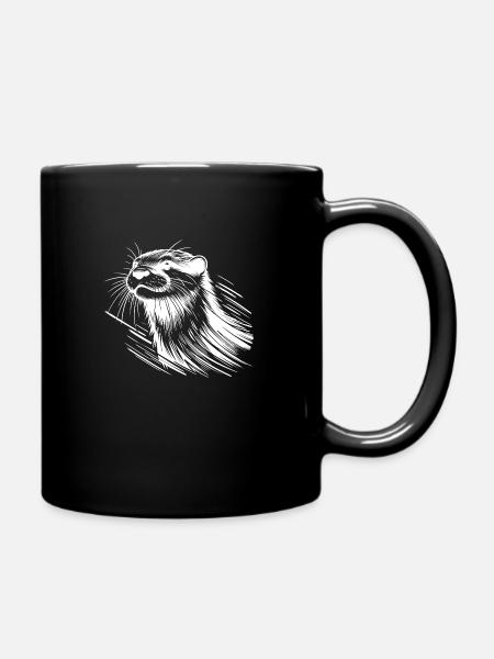 Câlin loutre portrait petit croquis au crayon - Mug uni - noir