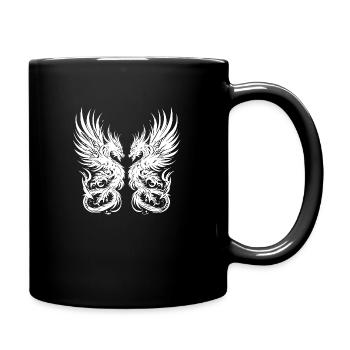 Fantasy Dragon Anime Drachenkopf Mythisch Reptil Magie - Tasse einfarbig - Schwarz - Rechts
