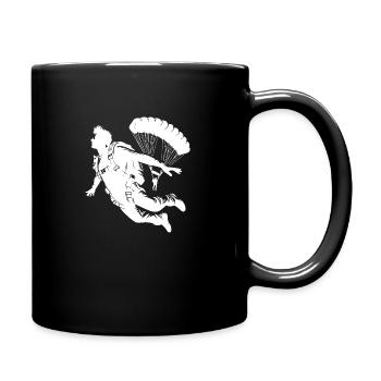 Zwei Fallschirmspringer beim Fallschirmsprung - Tasse einfarbig - Schwarz - Rechts