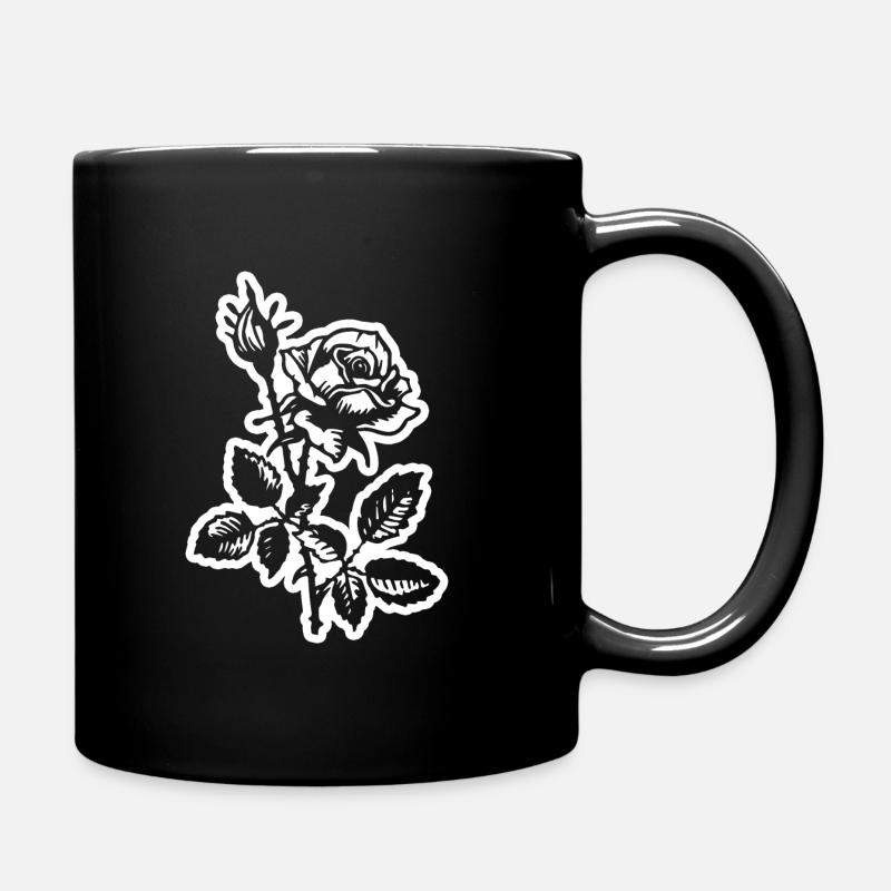 Rose Blume - Tasse einfarbig - Schwarz