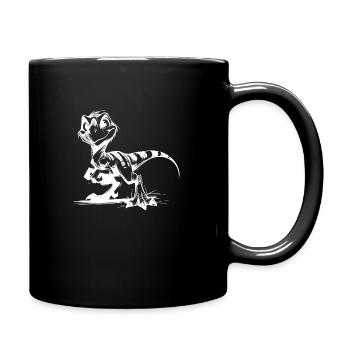 Frecher Raptor Baby Dino Kinder Bleistiftskizze - Tasse einfarbig - Schwarz - Rechts