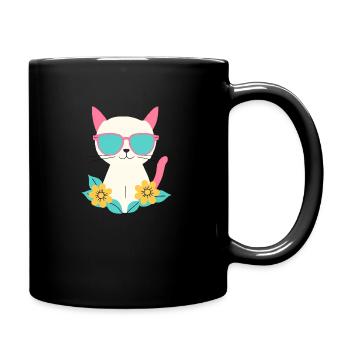 Katze - Tasse einfarbig - Schwarz - Rechts