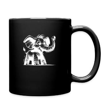 Elephant baby with huge trunk - Full Colour Mug - black - Right