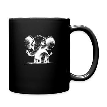 Cuddly children's elephant with huge trunk ears - Full Colour Mug - black - Right