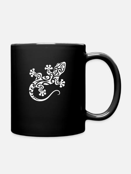 Kleiner süsser Gecko im Tribal Tattoo Style - Tasse einfarbig - Schwarz