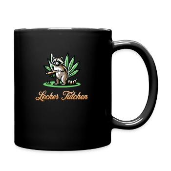 Waschbär Geschenkidee - Tasse einfarbig - Schwarz - Rechts