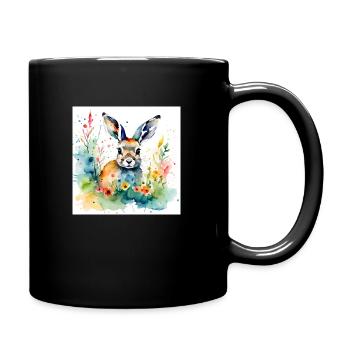 Hase farbig - Tasse einfarbig - Schwarz - Rechts
