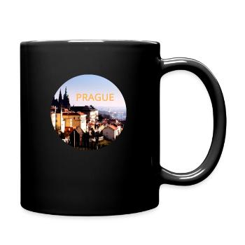 Prague in English and round in contrast - Full Colour Mug - black - Right