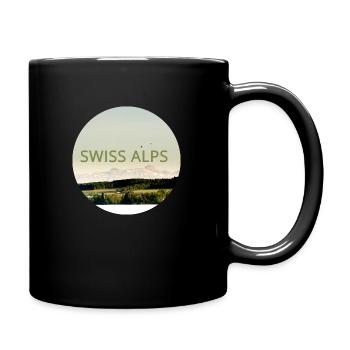 Schweizer Alpen rund Heißluftballone Bodensee - Tasse einfarbig - Schwarz - Rechts