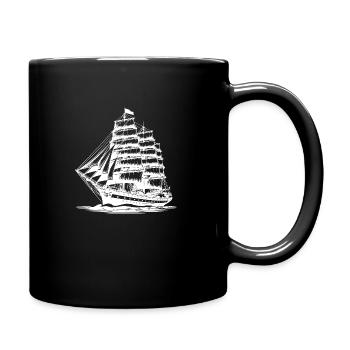 Vieux voilier dans les vagues avec voiles fixes - Mug uni - noir - Droite