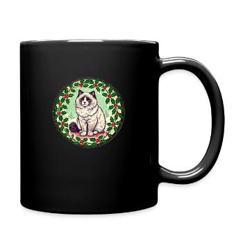 Ragdoll Katze Weihnachten - Tasse einfarbig - Schwarz - Rechts