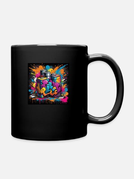 vibrant bold graffiti art design splashed across - Mug uni - noir