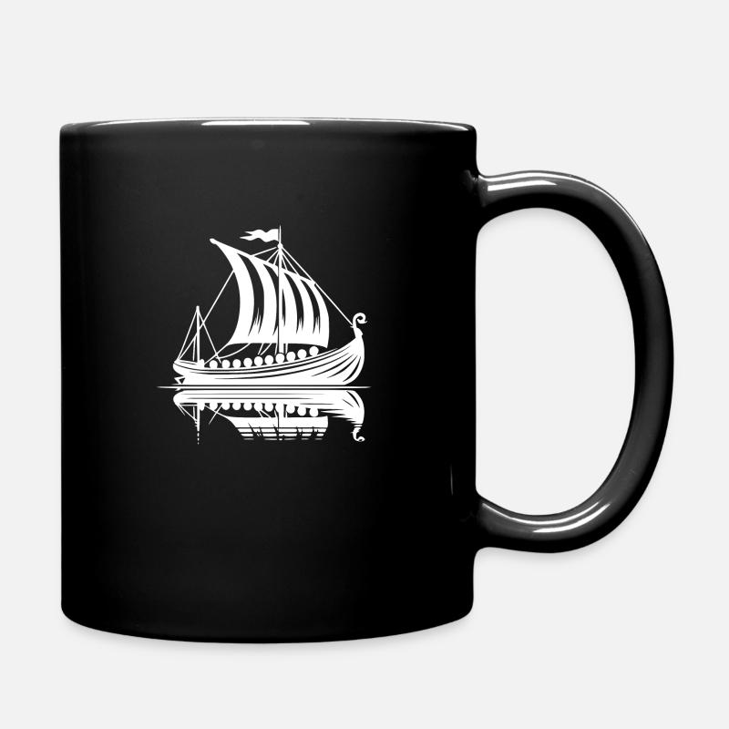 Großes Wikinger Drachenboot mit Segel - Tasse einfarbig - Schwarz
