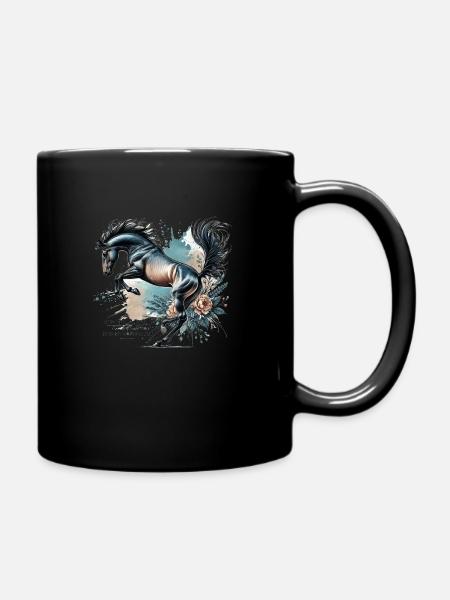 Horse Flower - Tasse einfarbig - Schwarz