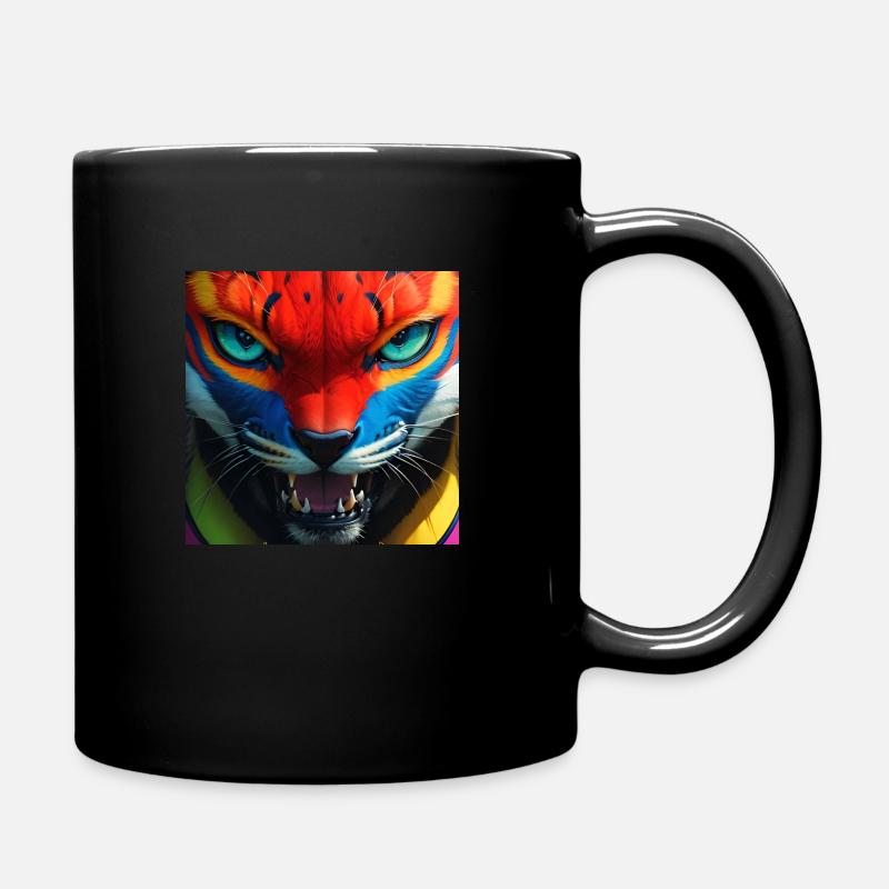 Farbenstarker Tigerkopf Kaleidoskop - Tasse einfarbig - Schwarz