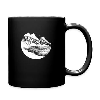 Plage et mer avec palmiers et montagnes - Mug uni - noir - Droite
