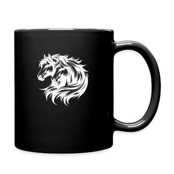 Deux têtes de cheval avec une belle crinière élégante - Mug uni - noir - Droite
