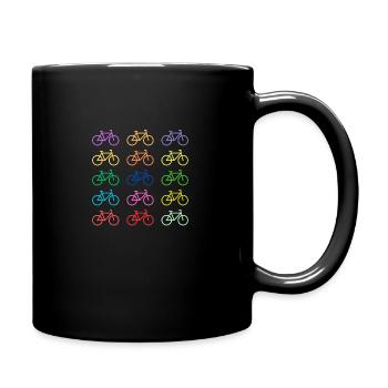 Fahrrad Regenbogen Farben - Retro - Cool - Tasse einfarbig - Schwarz - Rechts