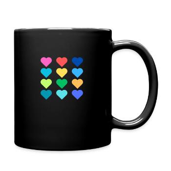 Herz Vintage Retro Regenbogen Farben - Bunt - Cool - Tasse einfarbig - Schwarz - Rechts