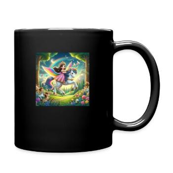 Princesse sur une Licorne volante - Mug uni - noir - Droite