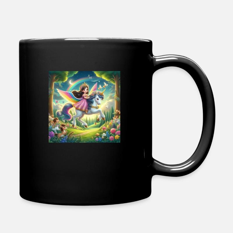 Princesse sur une Licorne volante - Mug uni - noir