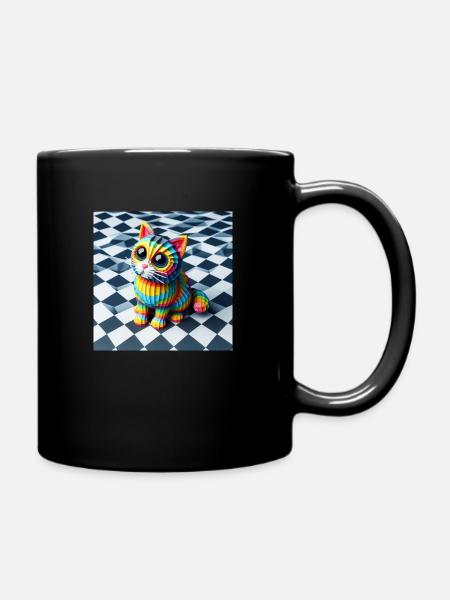 Optical IllusionCat - Full Colour Mug - black