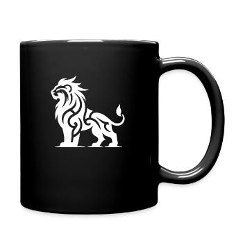 Proud tribal lion with wild mane - Full Colour Mug - black - Right