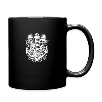Coastal lighthouse with anchor and light - Full Colour Mug - black - Right