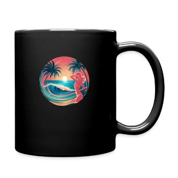 Tropischer Sommer - Tasse einfarbig - Schwarz - Rechts