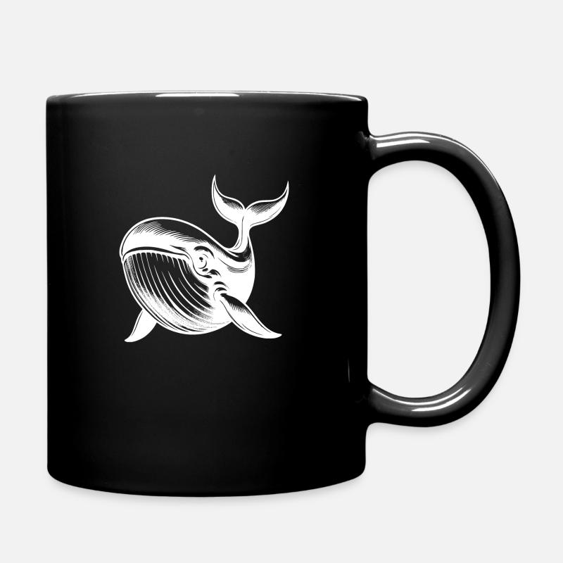 Schöne Taucher Blauwal Bleistift Skizze - Tasse einfarbig - Schwarz