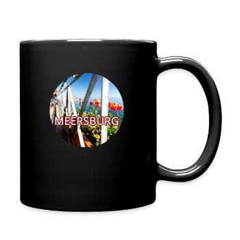 Meersburg rund Wasser Bodensee April Blumen - Tasse einfarbig - Schwarz - Rechts