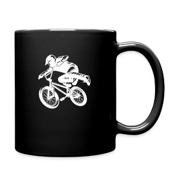 BMX Bike Stunt Fahrer Downhill Sprung Style - Tasse einfarbig - Schwarz - Rechts