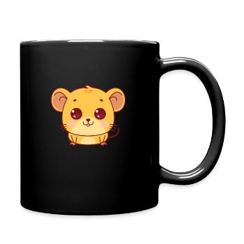 Mäuse Käse - Tasse einfarbig - Schwarz - Rechts