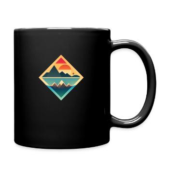 mountainview with sun abstract style - Tasse einfarbig - Schwarz - Rechts