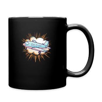 Flugzeug Fliegen - Tasse einfarbig - Schwarz - Rechts