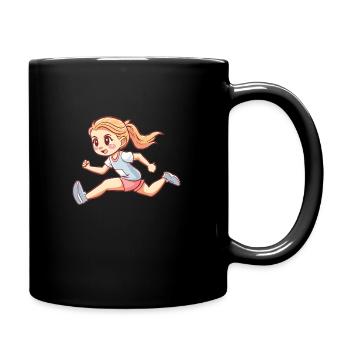 Laufen Läuferin - Tasse einfarbig - Schwarz - Rechts