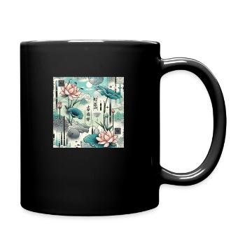 Lotus céleste et motifs asiatiques - Mug uni - noir - Droite