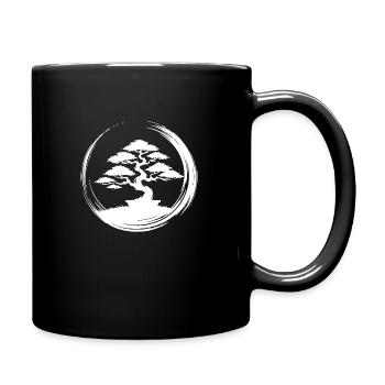 Eleganter Bonsai Baum im Sonnenuntergang - Tasse einfarbig - Schwarz - Rechts