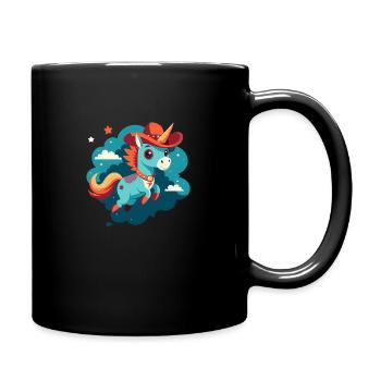 Cowboy.Einhorn - Tasse einfarbig - Schwarz - Rechts