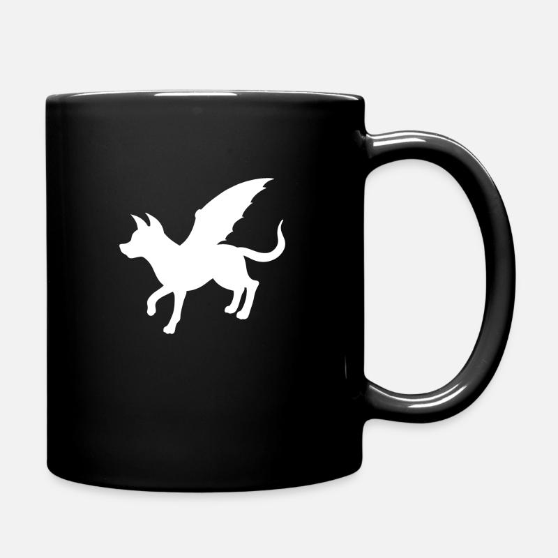 Höllenhund - Silhouette mit Dämonenflügeln - Tasse einfarbig - Schwarz