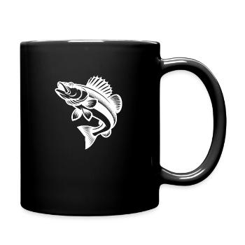 Sport Fisherman Motif Jumping Zander Fish - Full Colour Mug - black - Right