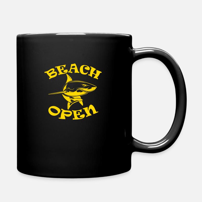 BEACH OPEN : SHARK Y - Full Colour Mug - black