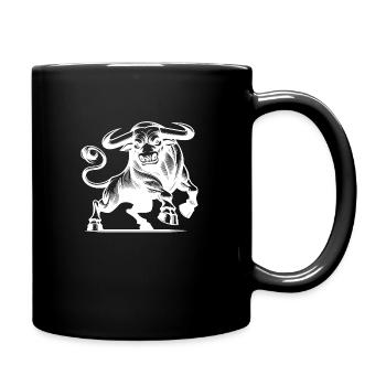 Taureau fort maléfique avec d’énormes cornes - Mug uni - noir - Droite