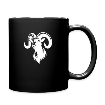Ziegenbock mit gewaltigen Hörnern - Tasse einfarbig - Schwarz - Rechts