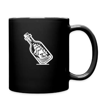 Ship in a bottle Sailing ship with sails - Full Colour Mug - black - Right