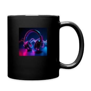 Colorful Music Waves & 3D Headphones Style - Full Colour Mug - black - Right